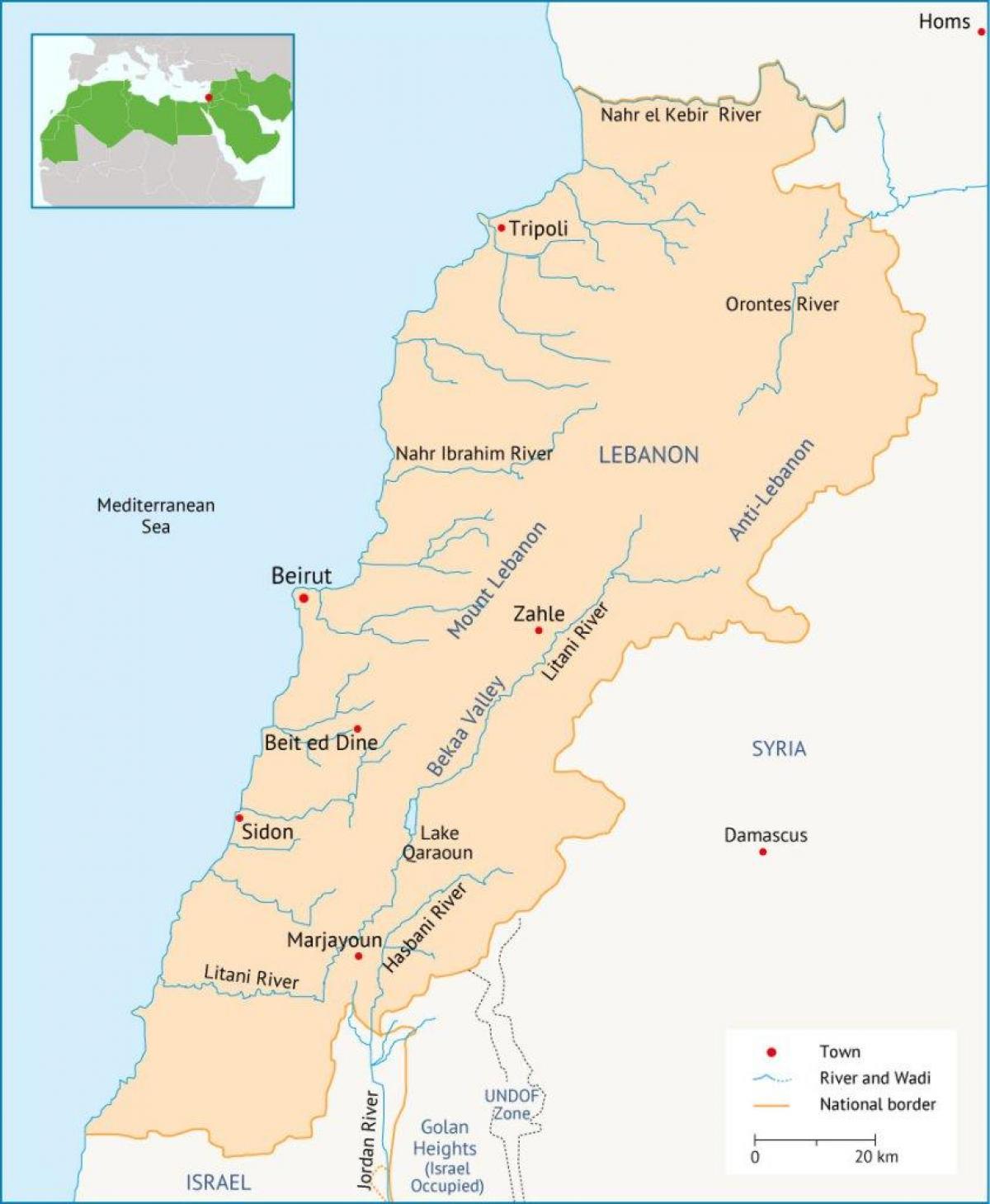 Libānas upju kartes