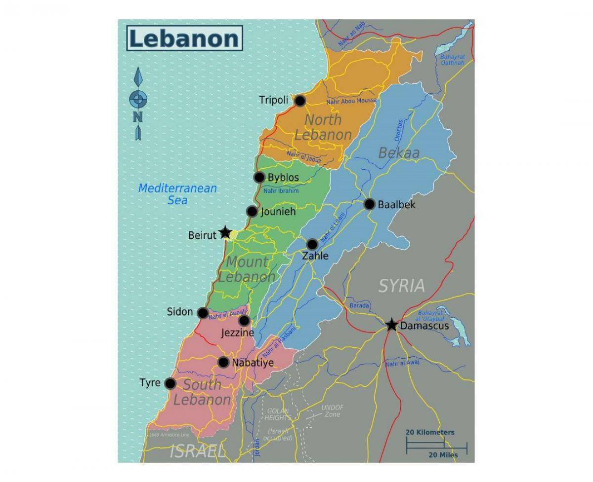 karte Libāna tūristu