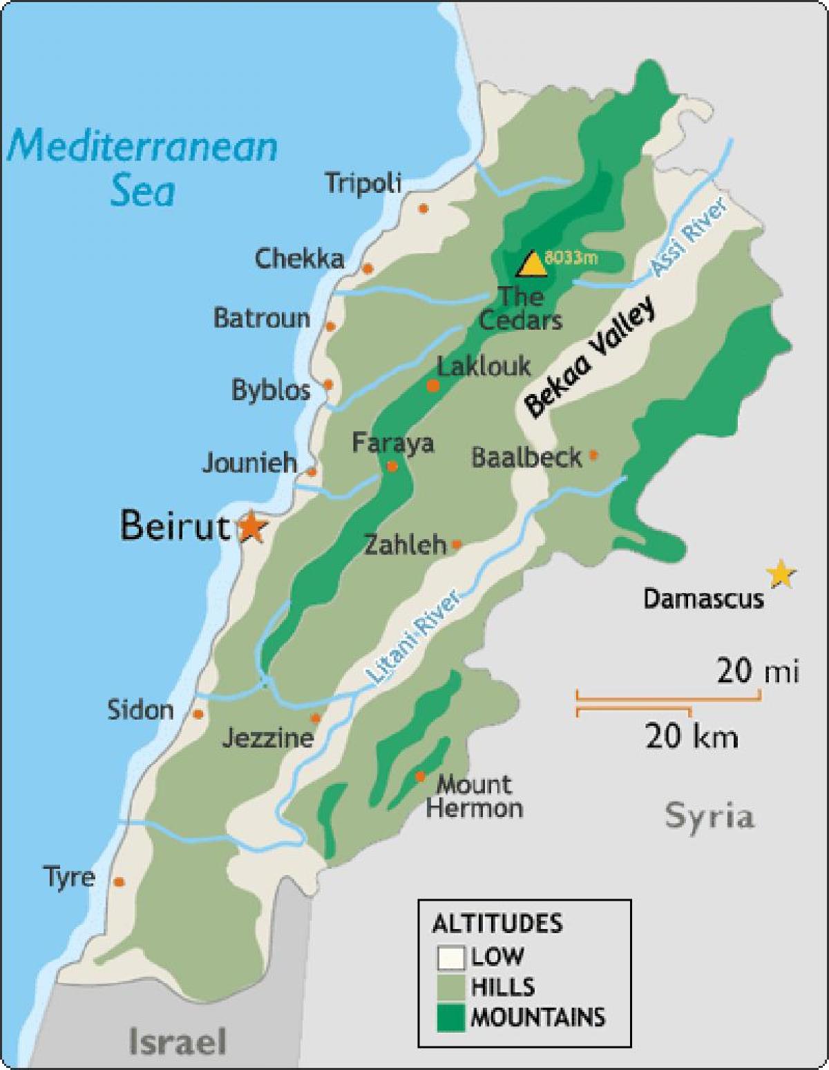 kartes Libānas klimata